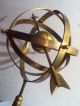 Large Engraved Astro Globe With Revolving Rings Heavy Brass Metalware photo 1