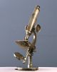 Unsigned English Antique Brass Microscope W/round Base & Varley Lever Stage 1860 Microscopes & Lab Equipment photo 5