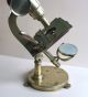 Unsigned English Antique Brass Microscope W/round Base & Varley Lever Stage 1860 Microscopes & Lab Equipment photo 8