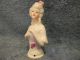 Antique German Pincushion Half Doll Elegant Lady With Pink Flowers Inscribed ' S Pin Cushions photo 2