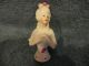 Antique German Pincushion Half Doll Elegant Lady With Pink Flowers Inscribed ' S Pin Cushions photo 3