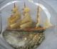 Antique Folk Art Sailing Ship In A Pinched Bottle Lighthouse In Foreground Folk Art photo 1