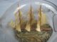 Antique Folk Art Sailing Ship In A Pinched Bottle Lighthouse In Foreground Folk Art photo 5
