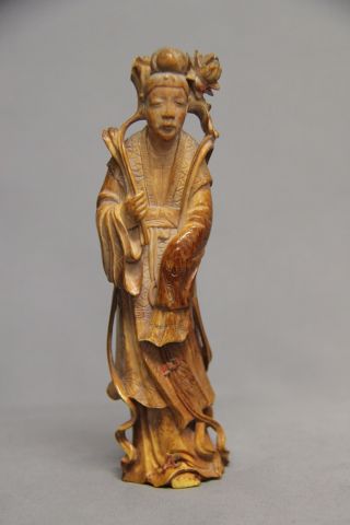 Fine Antique Bone / Tooth Guanyin - Kwan Yin Figurine / Aged Patina photo