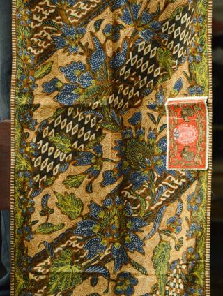 Vintage Indonesien Kain Batik Tulis Fabric Textile Wax Dye Shawl Selendang Fa02 photo