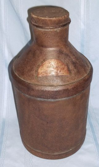 Antique H.  P.  Hood & Sons Metal Milk Can/jug 33503 With 1907 Dated Copper Plate photo