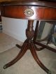 Vintage Leather Top Drum Table With Metal Claw Feet 1900-1950 photo 2