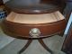 Vintage Leather Top Drum Table With Metal Claw Feet 1900-1950 photo 5