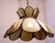 Vintage Large1950 - 60s Bronze Slag Glass Dome Chandelier Light Fixture Chandeliers, Fixtures, Sconces photo 7