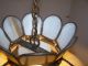 Vintage Large1950 - 60s Bronze Slag Glass Dome Chandelier Light Fixture Chandeliers, Fixtures, Sconces photo 8