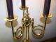 Vtg.  Elegant Unique Pair Solid Brass Trumpets Motifs Candelabras Fixture Chandeliers, Fixtures, Sconces photo 4