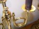Vtg.  Elegant Unique Pair Solid Brass Trumpets Motifs Candelabras Fixture Chandeliers, Fixtures, Sconces photo 7