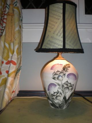Vintage Handthrown Pottery Table Lamp Stoneware Handpainted 19 