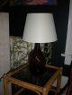 Antique Mold Blown Table Lamp Amber Glass 20 