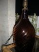 Antique Mold Blown Table Lamp Amber Glass 20 