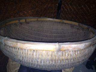 Primitive Old Antique Large Gathering Wooden Wood Hearth Basket 22 
