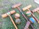 Antique Croquet Set,  Wood Mallets And Balls Primitives photo 1