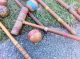 Antique Croquet Set,  Wood Mallets And Balls Primitives photo 2