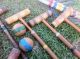 Antique Croquet Set,  Wood Mallets And Balls Primitives photo 3