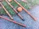 Antique Croquet Set,  Wood Mallets And Balls Primitives photo 4