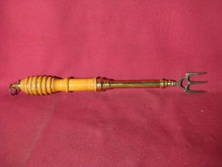 Exceptional 19th C Antique English Brass Telescoping Toasting Fork photo