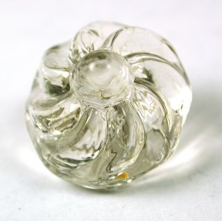 Antique Charmstring Glass Button Swirled Crystal Candy Mold W/ Swirl Back photo