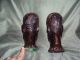 1970 Antique West African Art Cotonou Dahomey Pair Of Ebony Head Statues Sculptures & Statues photo 2