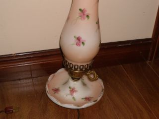 2 Vintage Bedroom Lamps,  Milk Glass\ Westmorland Glass Hand Painted Electric photo