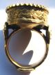 Rare Decorated Medieval Gold Gilt Crown Ring With Sheild Shoulders V.  Fine European photo 3