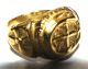 Fine Medieval Era Gold Gilt Ring - Teutonic Cross To Bezel And Shoulders European photo 1