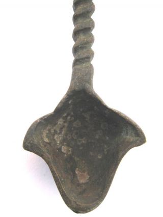Antique Bronze Spoon Unusual Twisted,  Face photo