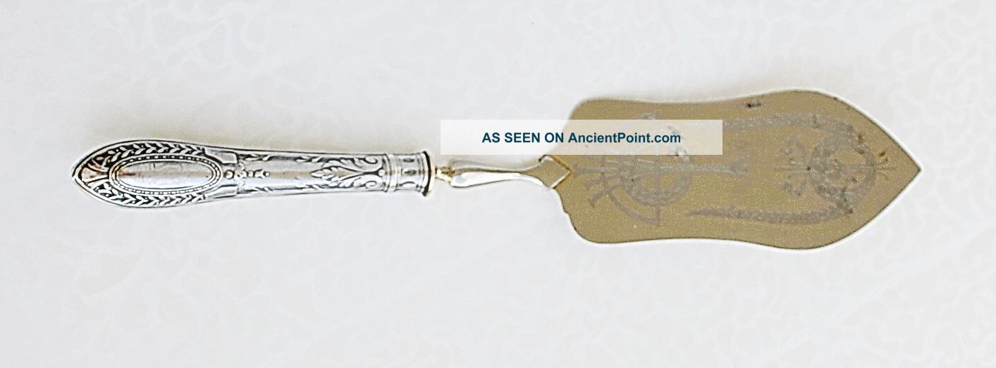 Art Deco Latvia Silver 875 Handle Gilt Cake Spade Hand Crafted Engraving Other photo