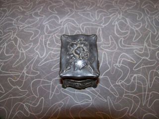 Antique Victorian Aesthetic Silverplate Ring Box Flower Design photo