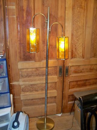 Vintage Mid Century Funky 2 Light Floor Lamp Pole Lamp photo
