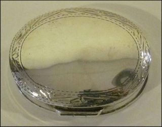 Solid Silver Trinket Pill Box With Scroll Design 1 1/2 