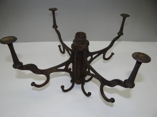 Antique Old Metal Iron Victorian Decorative Coat Hat Rack Hooks Stand Top Piece photo