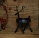 Primitive Reindeer Candle Holder Set W/ Brnt Mustard Timer Tea Light Primitives photo 2