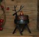 Primitive Reindeer Candle Holder Set W/ Brnt Mustard Timer Tea Light Primitives photo 3