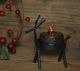 Primitive Reindeer Candle Holder Set W/ Brnt Mustard Timer Tea Light Primitives photo 4