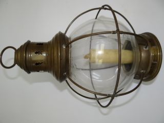 Antique Perkins Marine Lamp & Hdwe Perko 6” Metal Round Globe Nautical Lantern photo