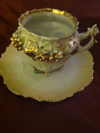 Vintage Cup & Saucer Victorian Fancy Gilt Great Gift Idea photo
