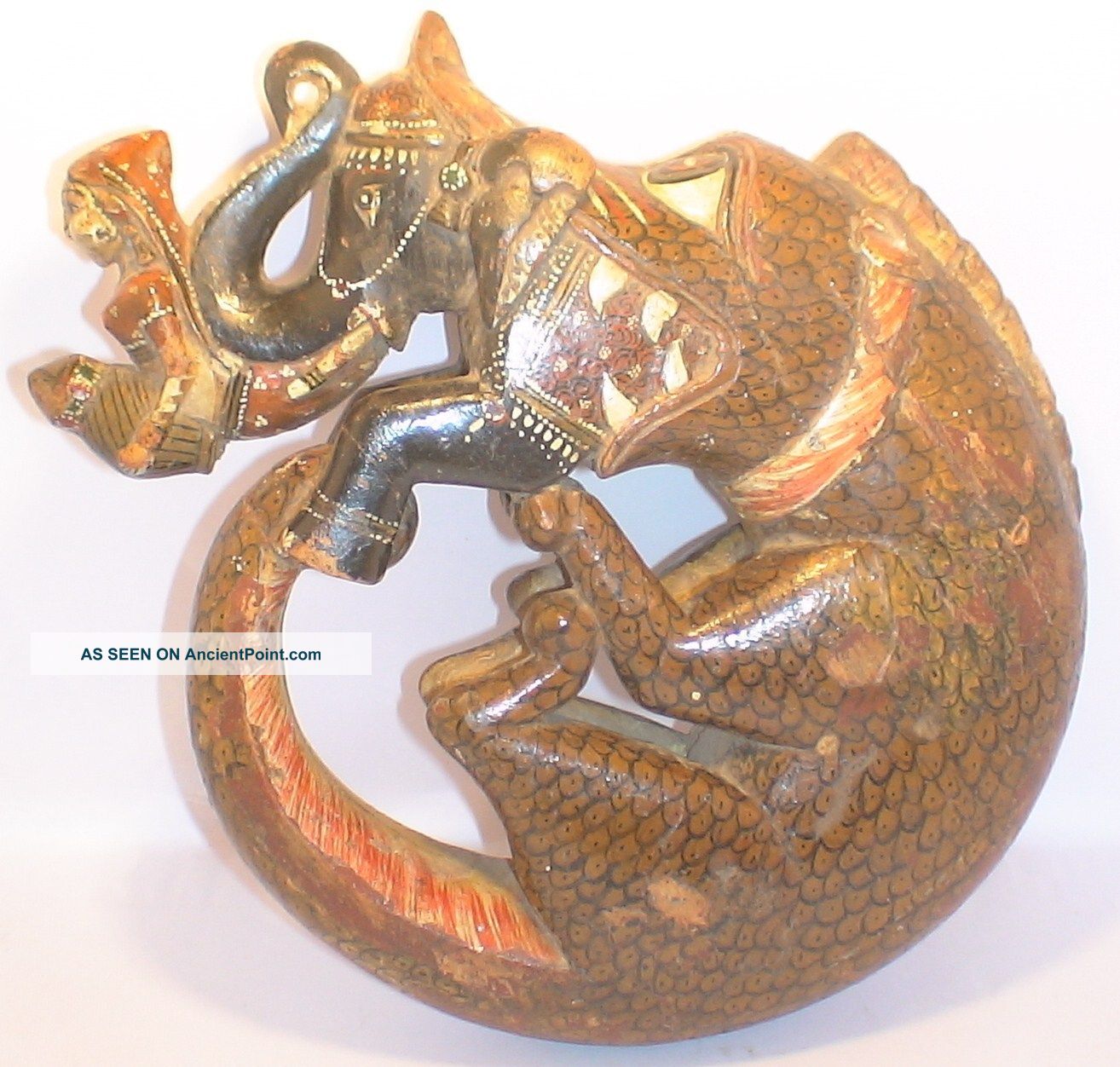 Unique Rarewooden Hand Painted Decorative Art Figure With Lady,  Elephant,  Dragon Boxes photo