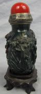 Antique Chinese Carved Snuff Bottle With Maquet Silver Top Snuff Bottles photo 1