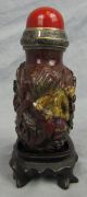 Antique Chinese Carved Snuff Bottle With Maquet Silver Top Snuff Bottles photo 3