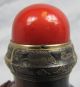Antique Chinese Carved Snuff Bottle With Maquet Silver Top Snuff Bottles photo 6