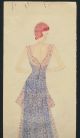 1920 ' S Art Deco Lady In Gown Drawing San Francsico Ca Signed Art Deco photo 1