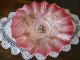 Stunning Antique Victorian 1870 ' S Ruby Milk Glass Hand Painted Fluted Bowl Bowls photo 2
