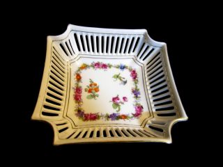 Antique Czechoslovakian Reticulated Floral Candy Bowl Dish Union K 1921 - 1939 photo