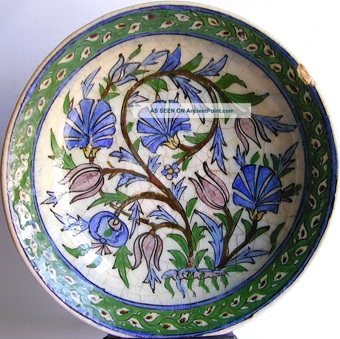 Antique 19th Century Middle Eastern Islamic Pottery Bowl Turkey Jerusalem Egypt Middle East photo