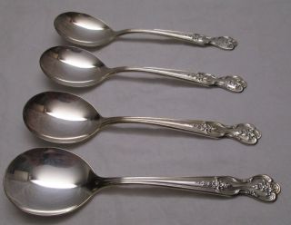 Inspiration Magnolia 1951 International Silver Silverplate 4 Gumbo Soup Spoons photo